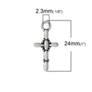 10 Silver CROSS Charms, Antique Silver Tone Pendants, chs1885