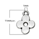 15 Silver FLOWER Charms, Antique Silver Tone Pendants, 3/8" chs1888