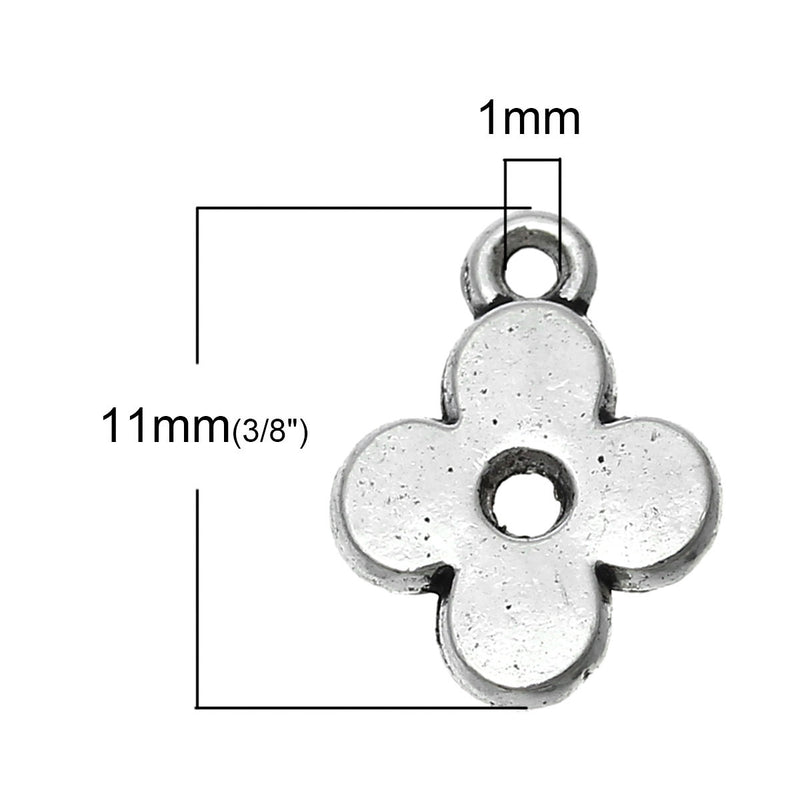 15 Silver FLOWER Charms, Antique Silver Tone Pendants, 3/8" chs1888