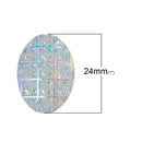 5 RESIN Oval Druzy CABOCHONS, white AB checkerboard pattern, 24x18mm diameter cab0328