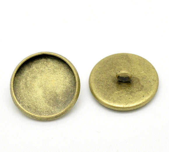 10 Bronze Round Circle CABOCHON Setting Bezel Frame Shank Button Covers (fits 20mm cabs)  but0225