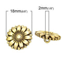 6 Gold Tone Metal FLOWER Shank Buttons for Jewelry Making, Scrapbooking, Sewing, daisy flower button  but0238