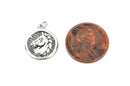 1 Round Silver Plated Horse Head Charm, chs1896