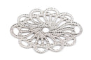 4 Silver Plated Small Oval Filigree, 27mm x 20mm, fil0057