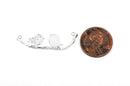 4 Silver Plated Birds on a Branch Charm Pendant Connector, 2 holes, chs1903