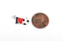 1 Silver Plated and Enamel I Love Soccer charm, che0478