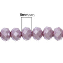 8mm Metallic Pearl LILAC LAVENDER PURPLE Opaque Crystal Glass Faceted Rondelle Beads . double strand, about 144 beads, bgl1236b
