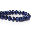 8mm x 6mm Metallic Pearl NAVY BLUE Opaque Crystal Glass Faceted Rondelle Beads . double strand, about 144 beads, bgl1239