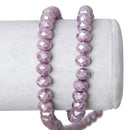 8mm Metallic Pearl LILAC LAVENDER PURPLE Opaque Crystal Glass Faceted Rondelle Beads . double strand, about 144 beads, bgl1236b