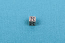 Alphabet LETTER R Sterling Silver Alphabet Block Bead, Square Cube, 5.5mm, pms0294