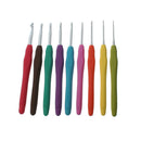 Set of 9 Aluminum Crochet Hooks, with soft rubber grips, sizes 2mm through 6mm, tol0380