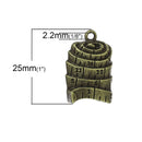 10 Bronze MEASURING TAPE Ruler Charm Pendants, antiqued bronze metal, large 1" long chb0380