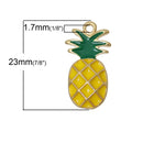 4 PINEAPPLE Charm Pendants, Yellow and Green enamel and GOLD plating, gold charms, symbol of hospitality, chg0272