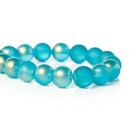 10mm Round Glass Beads, FROSTED TURQUOISE Teal BLUE glitter with a gold sheen, double strand, about 84 beads  bgl1241