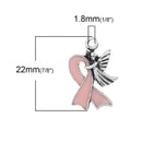 4 PINK RIBBON Angel Charm Pendants, breast cancer awareness, awareness charms, che0484