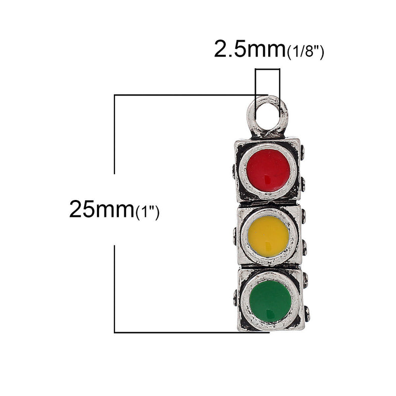 2 TRAFFIC LIGHT Charm Pendants, traffic signal charm, che0485