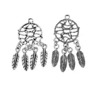 2 Silver DREAMCATCHER Dream Catcher Charms Pendants, moveable charm, chs1916