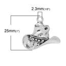 4 Silver Metal COWBOY HAT Charm Pendants  chs1917