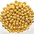 50 Small Gold Plated Round Metal Beads, bme0353