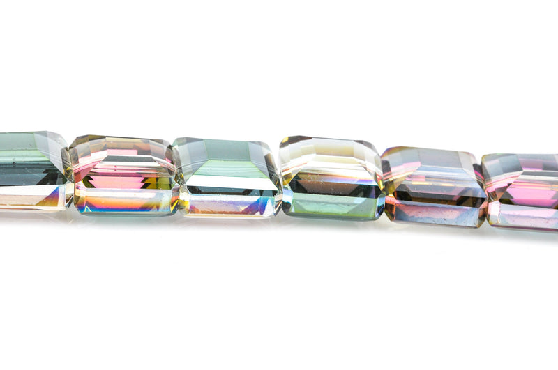 13mm NORTHERN LIGHTS AB Square Crystal Glass Beads, full strand, about 22 beads, bgl1260b