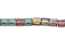 13mm NORTHERN LIGHTS AB Square Crystal Glass Beads, full strand, about 22 beads, bgl1260b