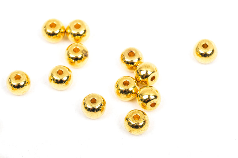 50 Small Gold Plated Round Metal Beads, bme0353