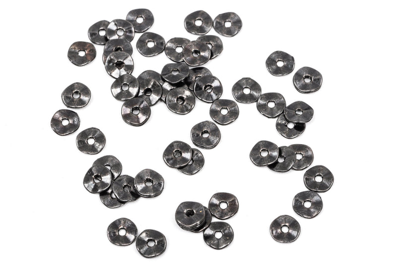 50 Small Gunmetal Wavy Metal Spacer Beads, 7mm, bme0356
