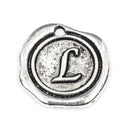 6 Letter L Wax Seal Charms, Monogram Initial Alphabet Stamped, antique silver metal,  18mm, 3/4" diameter chs1931