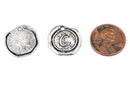 6 Letter C Wax Seal Charms, Monogram Initial Alphabet Stamped, antique silver metal,  18mm, 3/4" diameter chs1922