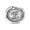 6 Letter E Wax Seal Charms, Monogram Initial Alphabet Stamped, antique silver metal,  18mm, 3/4" diameter chs1924