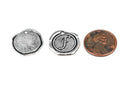 6 Letter F Wax Seal Charms, Monogram Initial Alphabet Stamped, antique silver metal,  18mm, 3/4" diameter chs1925