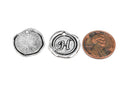 6 Letter H Wax Seal Charms, Monogram Initial Alphabet Stamped, antique silver metal,  18mm, 3/4" diameter chs1927