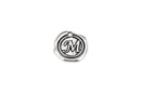 6 Letter M Wax Seal Charms, Monogram Initial Alphabet Stamped, antique silver metal,  18mm, 3/4" diameter chs1932