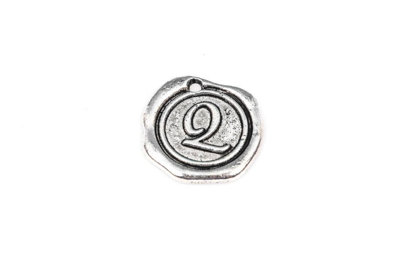 6 Letter Q Wax Seal Charms, Monogram Initial Alphabet Stamped, antique silver metal,  18mm, 3/4" diameter chs1936