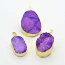 1 Dark PURPLE Agate DRUZY Crystal Pendant, gold plated metal with bail  gdz0092