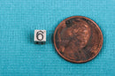 NUMBER 6 or 9 Sterling Silver Block Bead, Square Cube, 4.5mm, pms0330