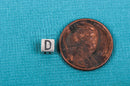Alphabet LETTER D Sterling Silver Alphabet Block Bead, Square Cube, 4.5mm, pms0308