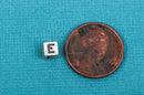 Alphabet LETTER E Sterling Silver Alphabet Block Bead, Square Cube, 4.5mm, pms0309