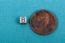 NUMBER 8 Sterling Silver Block Bead, Square Cube, 4.5mm, pms0336