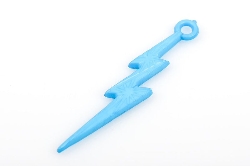 25 LIGHT BLUE Lightning Bolt Charm Pendants, acrylic, 45x9mm  cha0172