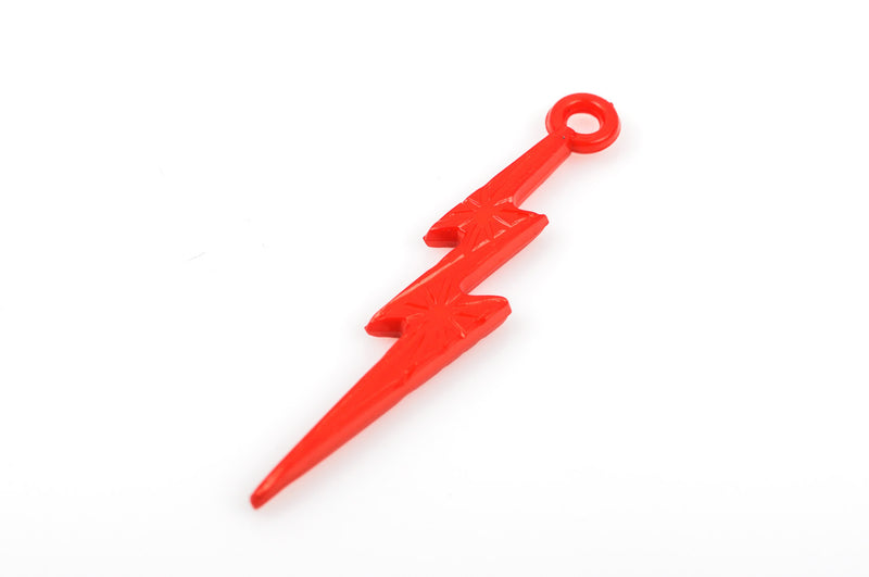 25 RED LIGHTNING Bolt Charm Pendants, acrylic, 45x9mm  cha0171