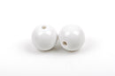 10 Large Solid Acrylic Round BUBBLEGUM Beads, BRIGHT WHITE Glossy, 20mm, bac0074