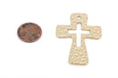 gold hammered cross pendant