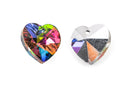 10 HEART CRYSTAL Glass Drop Charm Pendants, mystic rainbow color 14mm, Cho0113