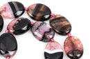 18x13mm PINK and BLACK AGATE Oval Beads, gemstones, full strand, 20 beads, gag0161