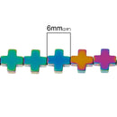 6mm Titanium Coated RAINBOW CROSS Hematite Gemstone Beads, full strand, about 64 beads  ghe0091