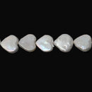 1/2" HEART Cultured Freshwater PEARL Beads 13x13mm, white with iridescent rainbow sheen, full strand,  about 34 beads,  gpe0032