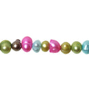 3mm to 6mm Potato Pearls, Small Rainbow Dyed Cultured Freshwater PEARL Beads, mixed bright colors, full strand, gpe0033