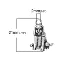 5 Silver Tone Metal Sitting Dog Charm, chs1964
