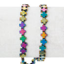 6mm Titanium Coated RAINBOW CROSS Hematite Gemstone Beads, full strand, about 64 beads  ghe0091